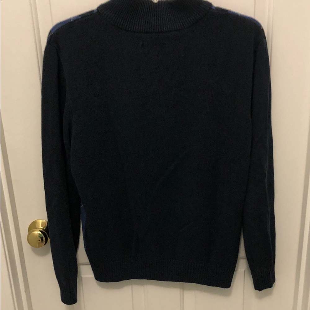 Simply Styled Men's Navy and Blue Argyle Half-Zip Sweater - Picture 4 of 4